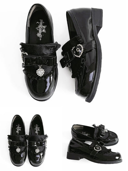 Jirai Polished Black Low Slip-On - with Loafers Kei Heel