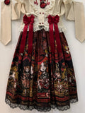 Red Shoes Story Black Red Lace Trimmed Lolita Skirt - Forest Fairy Tales