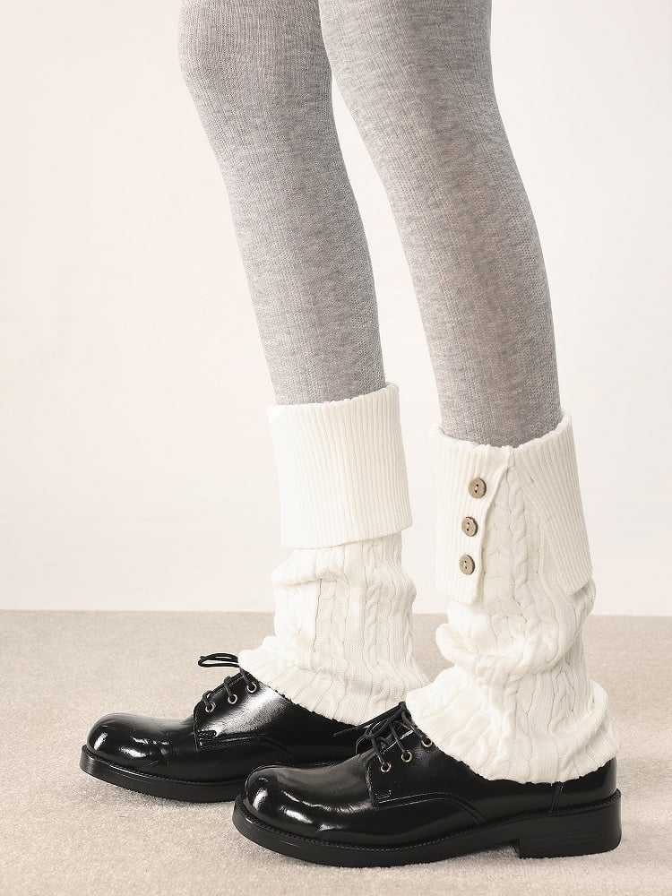 Button Colors Knit with Leg Warmers Decoration Warm 4 Cable