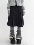 with Design Grey Skirt Pleat Zipper A-Line - Box Back Dark Hidden