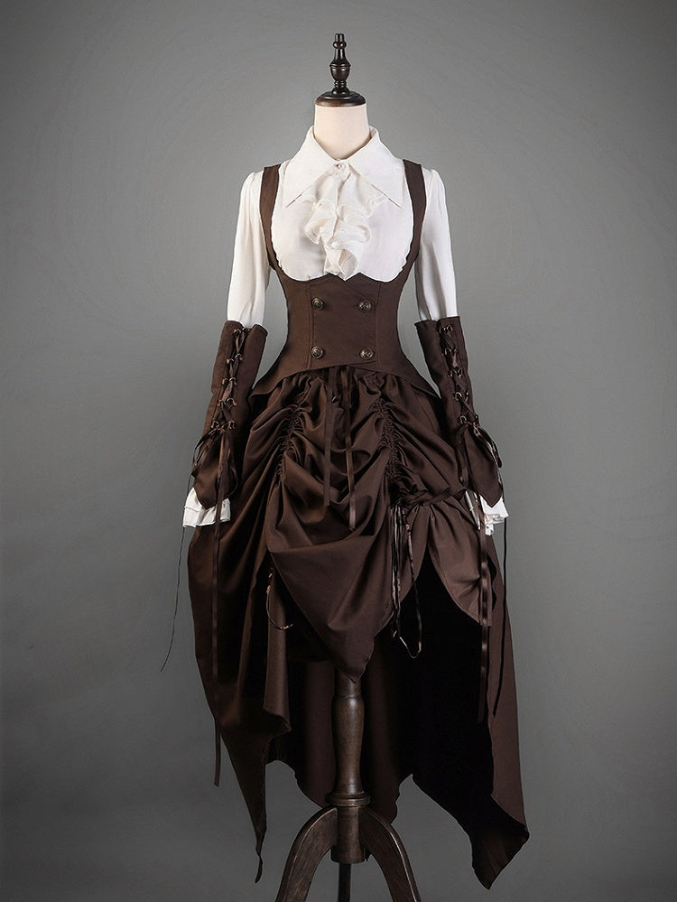 Brown Steampunk Lolita Under Bust Gothic Waistcoat