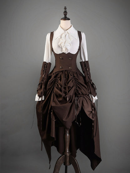 Brown Steampunk Lolita Under Bust Gothic Waistcoat