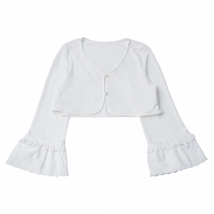 White Flared Sleeve Knit Cropped Top - PINK SAVIOR