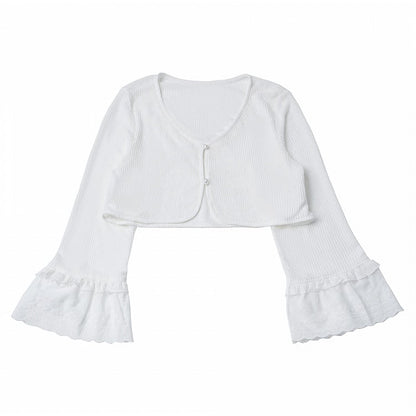White Flared Sleeve Knit Cropped Top - PINK SAVIOR