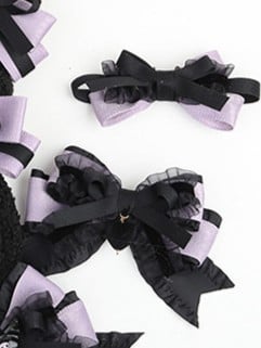 Lolita Hairclip Sweet-edgy Black Bow Purple Options 5