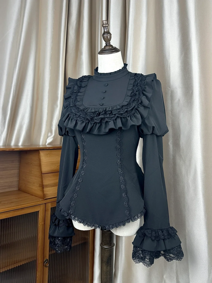 Schwarzes Dark Gothic Lolita Juliette Ärmel Top