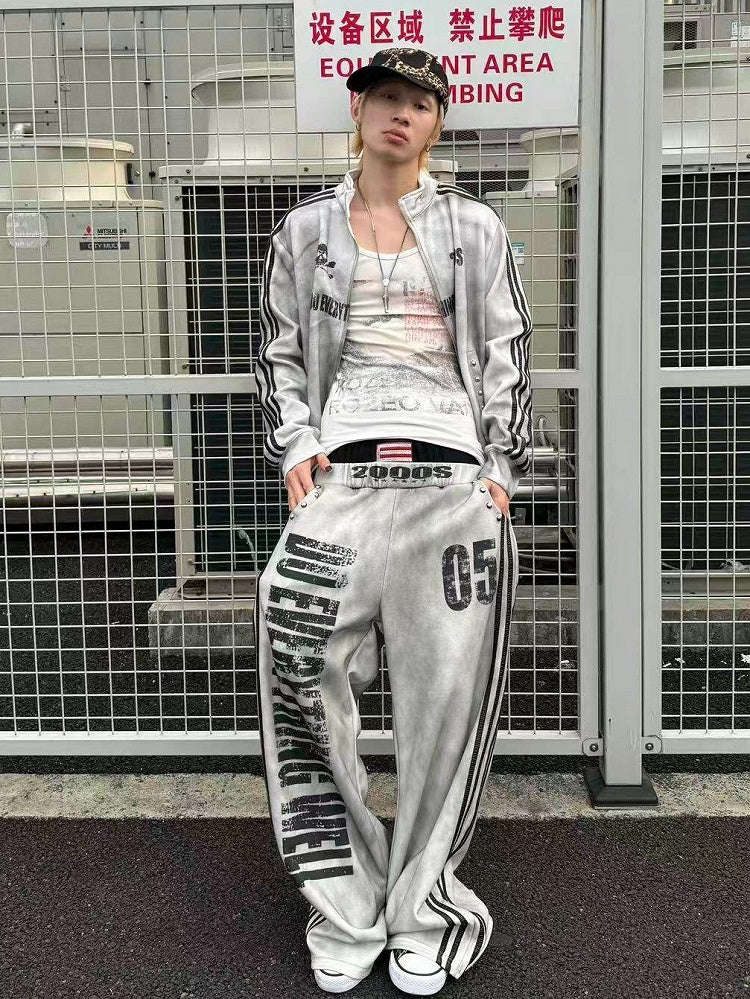 White Washed Vintage Stand Collar Skull Print Jacket - DETW OnLine