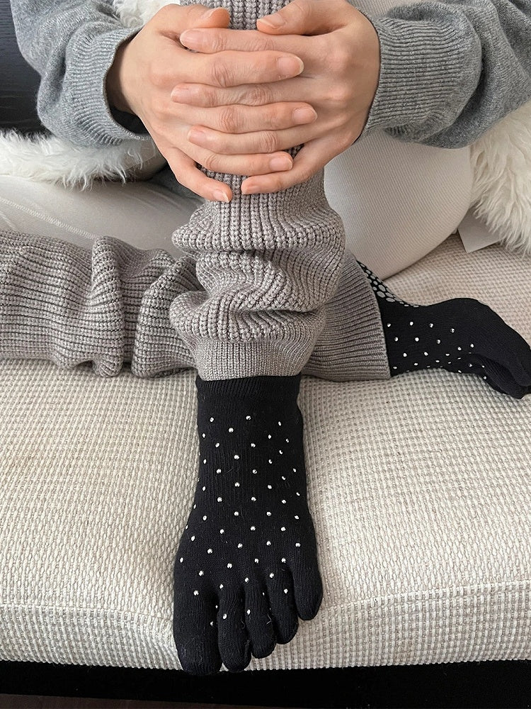 Socks Five-Toe Ankle Rhinestone-Embellished (5 Colors)