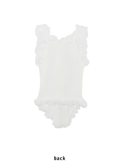 Trim Cami Ruffle Accents White Cascading And With Top