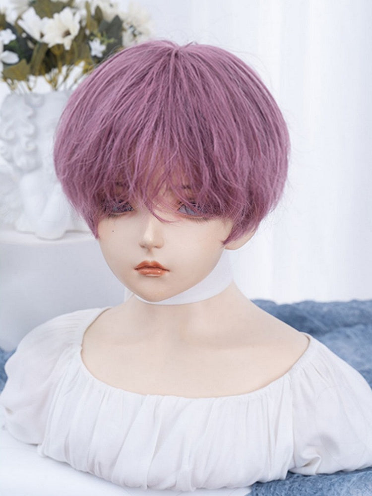 Pink-lila 24CM Kinnlänge Perücke mit Pony