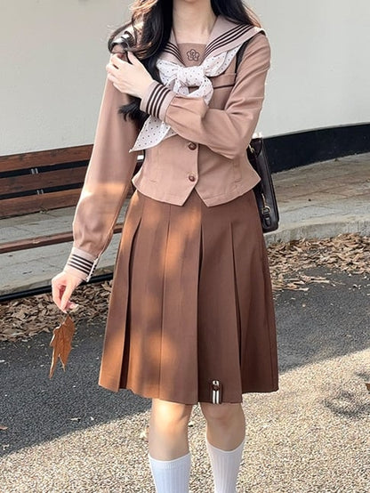 Skirt JK Brown Uniform Box Pleat