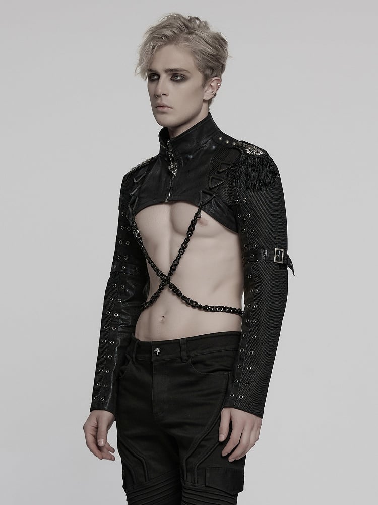 Black Men's Punk Cool Ultra Short Jacket