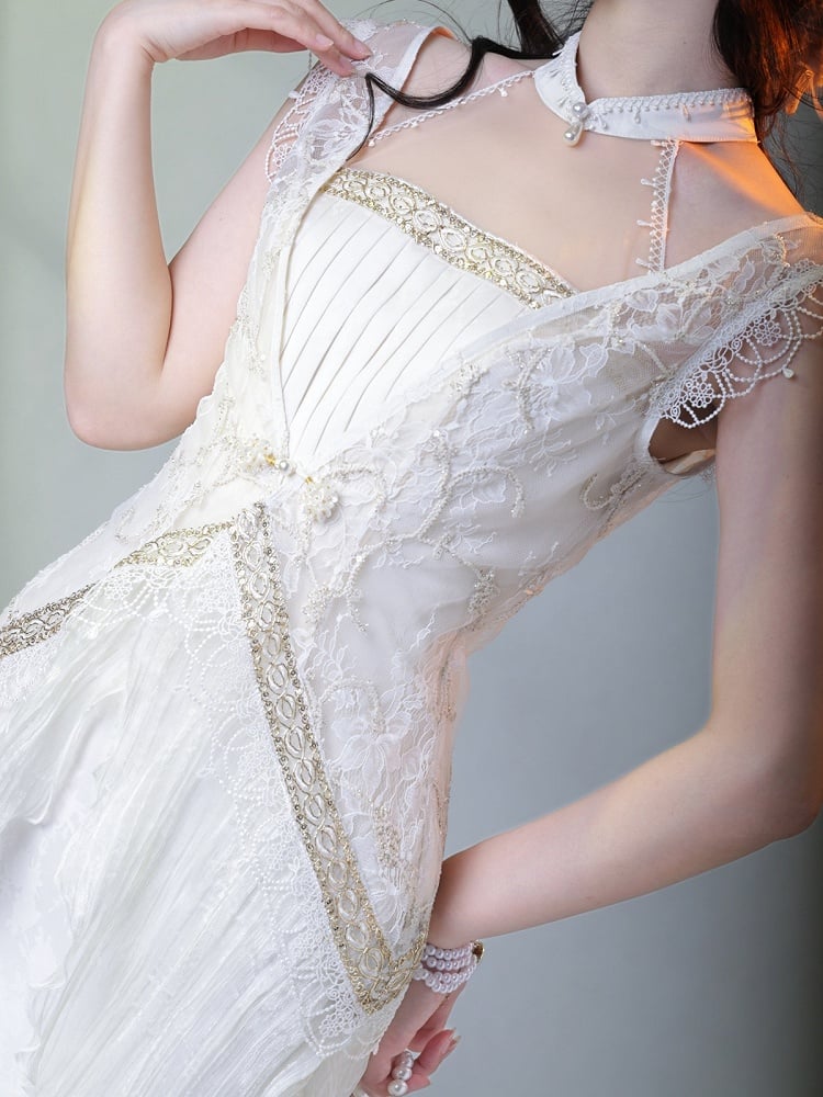 Moonlight Lace Outwear Fairy Style Long Mermaid Dress - sijinstudio