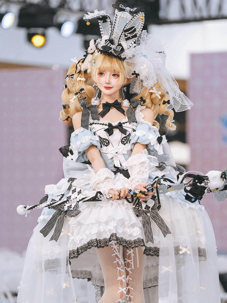 Alice Vibes Bunny Ears Mini Hat with Big Bow Veil - Hinana Queena