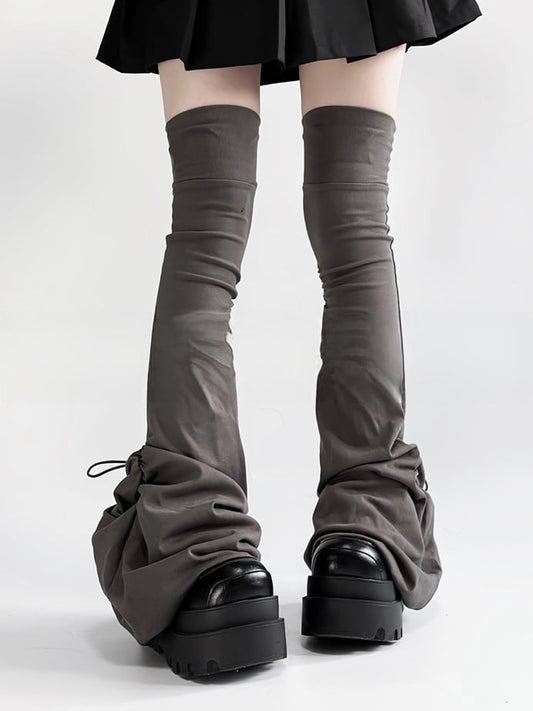 with Black/Grey/White Leg in Style Warmers Flared Bunched Subculture Drawstring Cuff