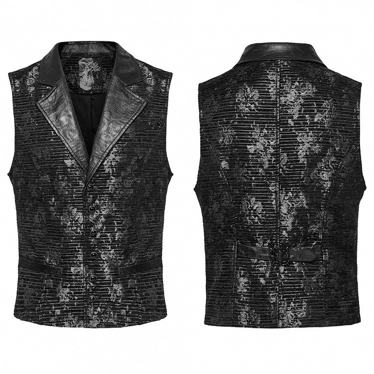 Men's Jacquard Black Vest Goth Exquisite