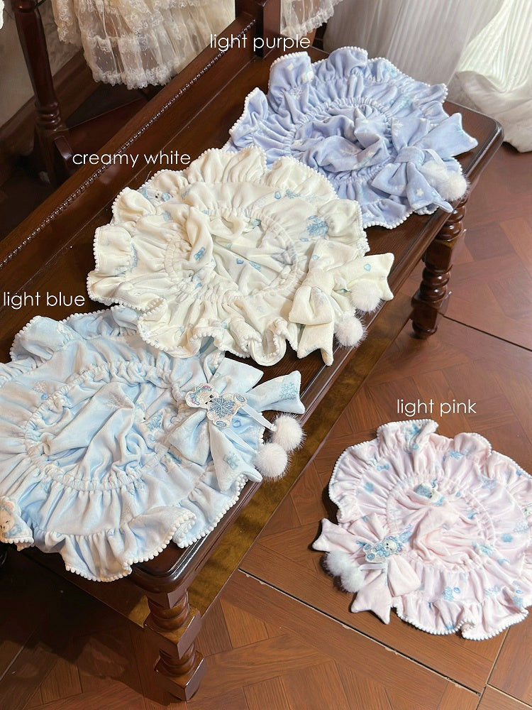 9 Color Options Sweet Lolita Baby Hat with Pompom Bow Accent