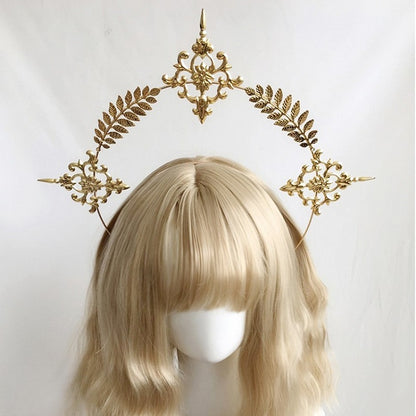 Gold/Silver Metal with Halo Wheat-Embellished Details KC Colors Cross