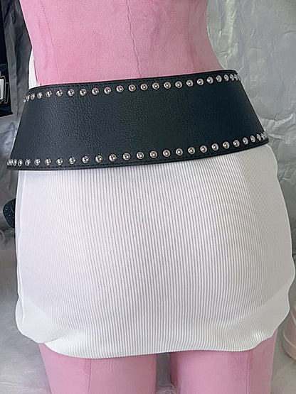 Studs Punk Waist Black/Apricot Belt Y2K