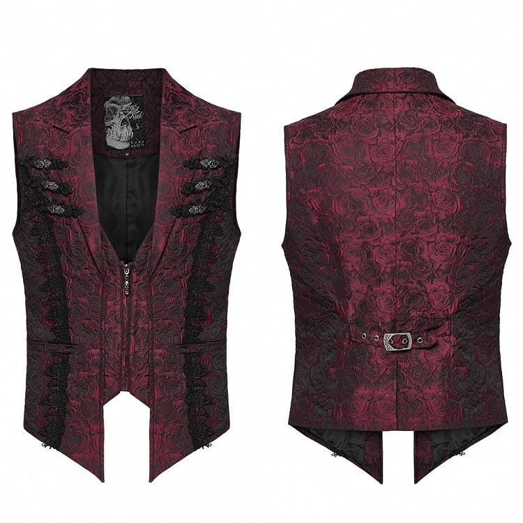 Rose Men's Vest Red Gorgeous Gothic