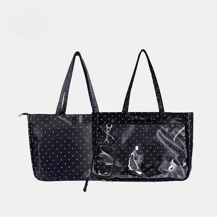Dot Ita Black Daily Bag Pattern Satin Polka