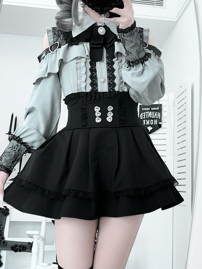 Detail Jirai Cutout in Style | Dusty Kei Blouse Green