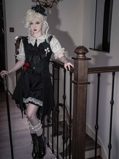 Trimming Lolita Black Shorts Lace Ouji Fashion Cuffs White