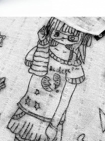 Y2K Girl Cutout And White Detail Cartoon Cat Design