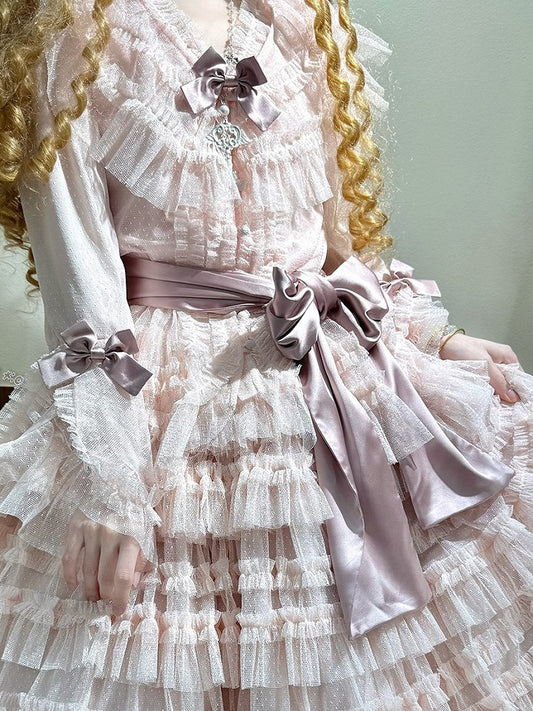 Grüner Gürtel Lolita Pink/Gelb/Grau/Dunkel Taille Satin