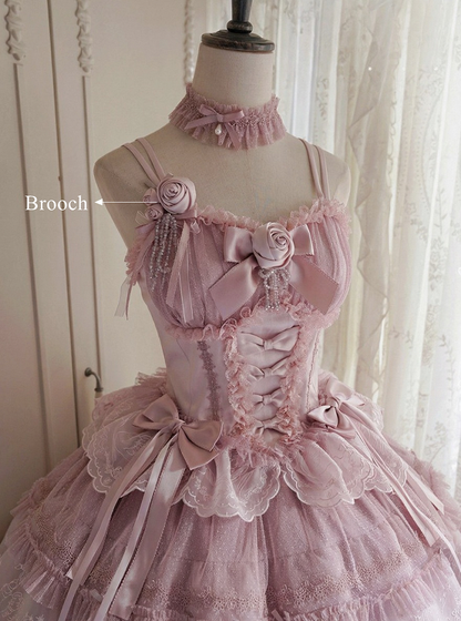 Large Flower Bead Chain Lolita Brooch 6 Colors - Moon River