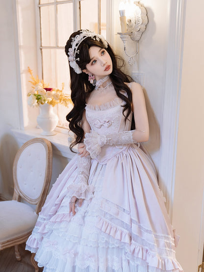 Rosette Light Pink Elegant Wedding Dress Hanayome Lolita JSK Full Set