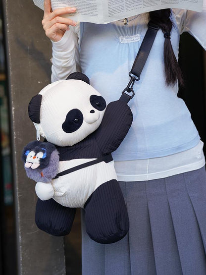 White Bag Plus Size Backpack/Crossbody Panda Black Kawaii