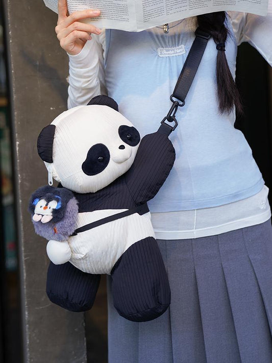 White Bag Plus Size Backpack/Crossbody Panda Black Kawaii