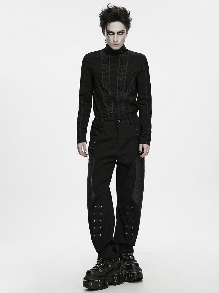 Men's Black Hardcore Punk Streetwear Trousers - Punk Rave