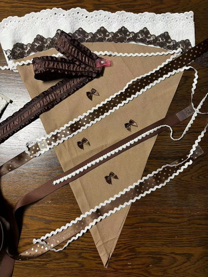 Decorating Bag Large Coffee Pastry Bowknot Lace-Trimmed Lolita Pink/Blue/Light