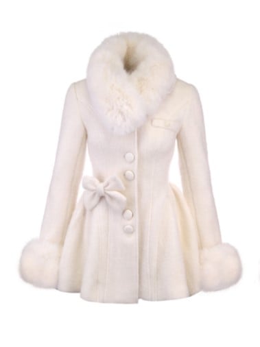 Bogen Faux Weiß Mantel Pelz Übergroßen Abnehmbare Mit