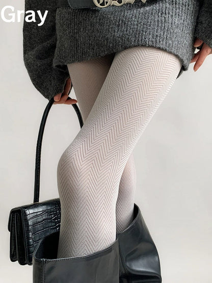 Opaque Tights Textured (3 Colors) Herringbone