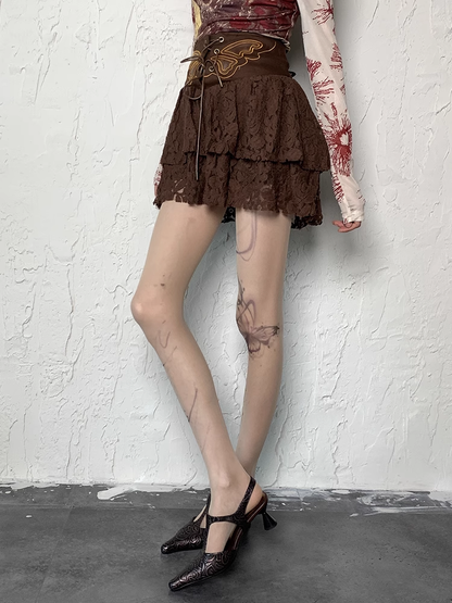 Bowknot Y2K Wasteland Nude Print Tights Tattoo Punk