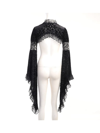 with Halloween Shrug Gothic Black Bell Arm Lace Cutouts Sleeves Embroidered