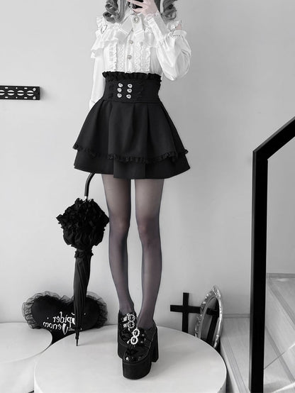 Buttons Pure White Jirai Kei Sweetheart Blouse: