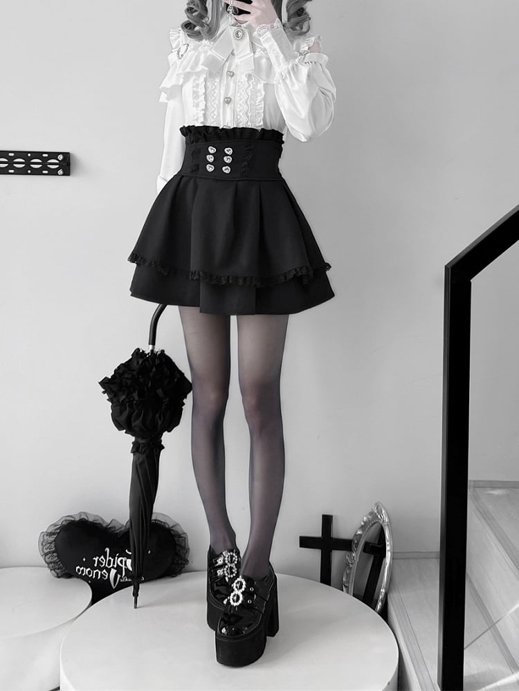 Blouse: White Jirai Buttons Pure Sweetheart Kei