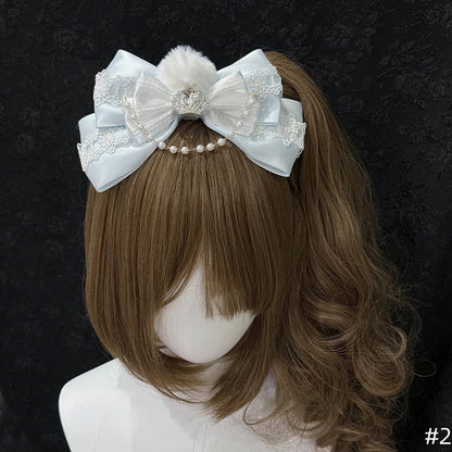 Floral Headpieces KC Set - Four-Color Necklace Lace Hime Chokers Lolita Bow