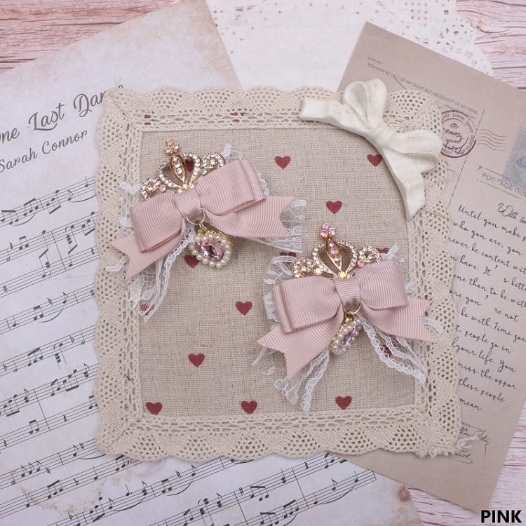 Options Jirai Hairclip with Kei 8 Decor Crown Color Bowknot Lace Rhinestone