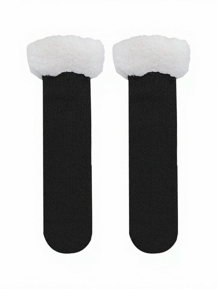 Plush Trim Ribbed Calf Socks in 4 Colors - ModaSwings