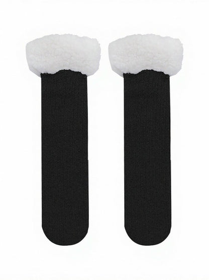 Plush Trim Ribbed Calf Socks in 4 Colors - ModaSwings