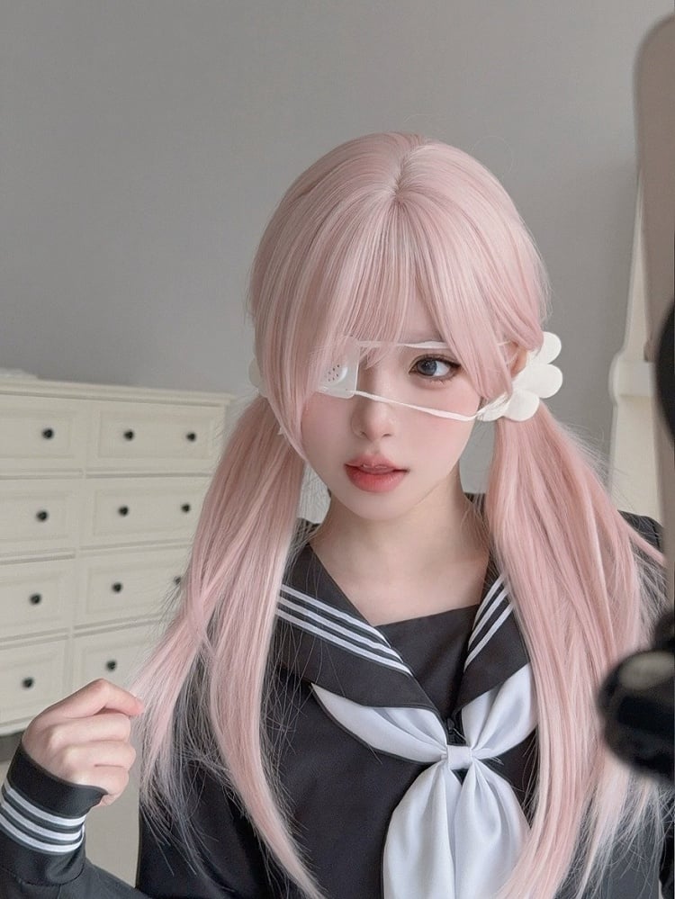 Pink 65cm Straight Wig with Full Bangs - Alice Garden