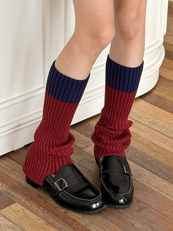 Gestrickte Beinwärmer in Weiß/Khaki/Dunkelblau/Dunkelgrau/Dunkelrot/Kaffee