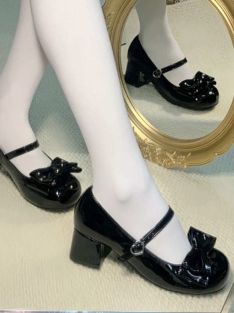 Lolita Janes Style Sweet in Mary Round Black - Toe PU