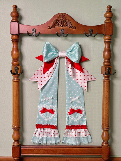 Train Dots and Big Red Polka Green Bow