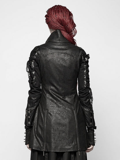 Rubberized Windbreaker Black Faux Punk Leather